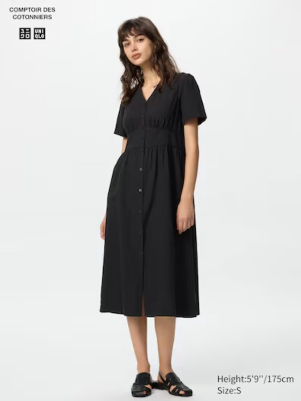 UNIQULO X COMPTOIR DES COTONNIERS Linen Blend V-Neck Short Sleeve Dress SIZE XL